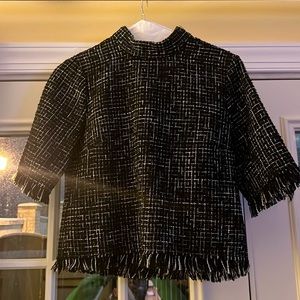 Black and white Zara tweed blouse